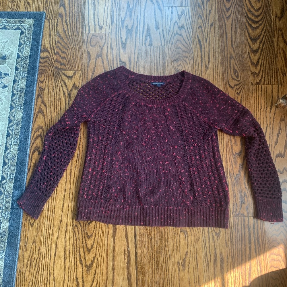 American Eagle Purple Cable-Knit Sweater